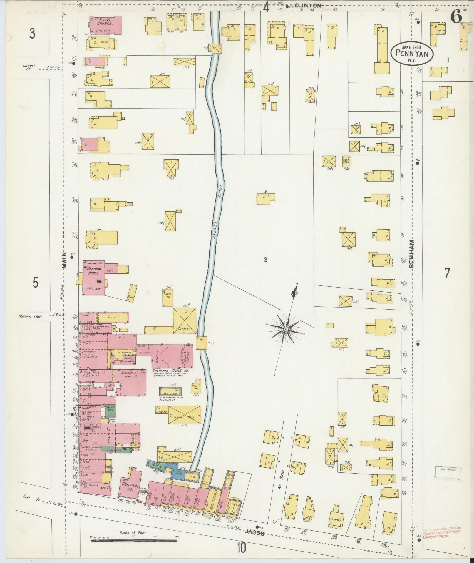 Sanborn Fire Insurance Map from Penn Yan, Yates County, New York (1903), Sheet #0006 - Complete Map Set gallery image, historic Sanborn map, vintage wall art, New York New York