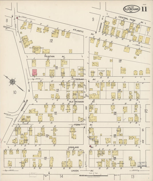 Sanborn Fire Insurance Map from Old Orchard, York County, Maine (1922), Sheet #0011 - Historic Sanborn Fire Insurance Map Print, vintage old map wall art, antique decor, genealogy gift, Maine Maine map