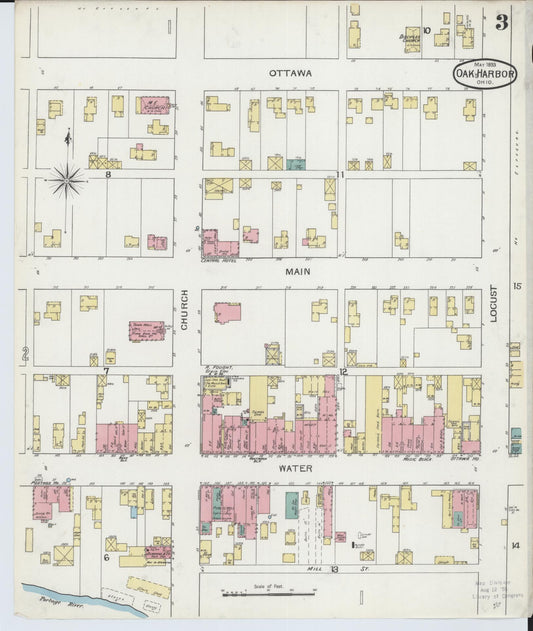 Sanborn Fire Insurance Map from Oak Harbor, Ottawa County, Ohio (1893), Sheet #0003 - Historic Sanborn Fire Insurance Map Print, vintage old map wall art, antique decor, genealogy gift, Ohio Ohio map