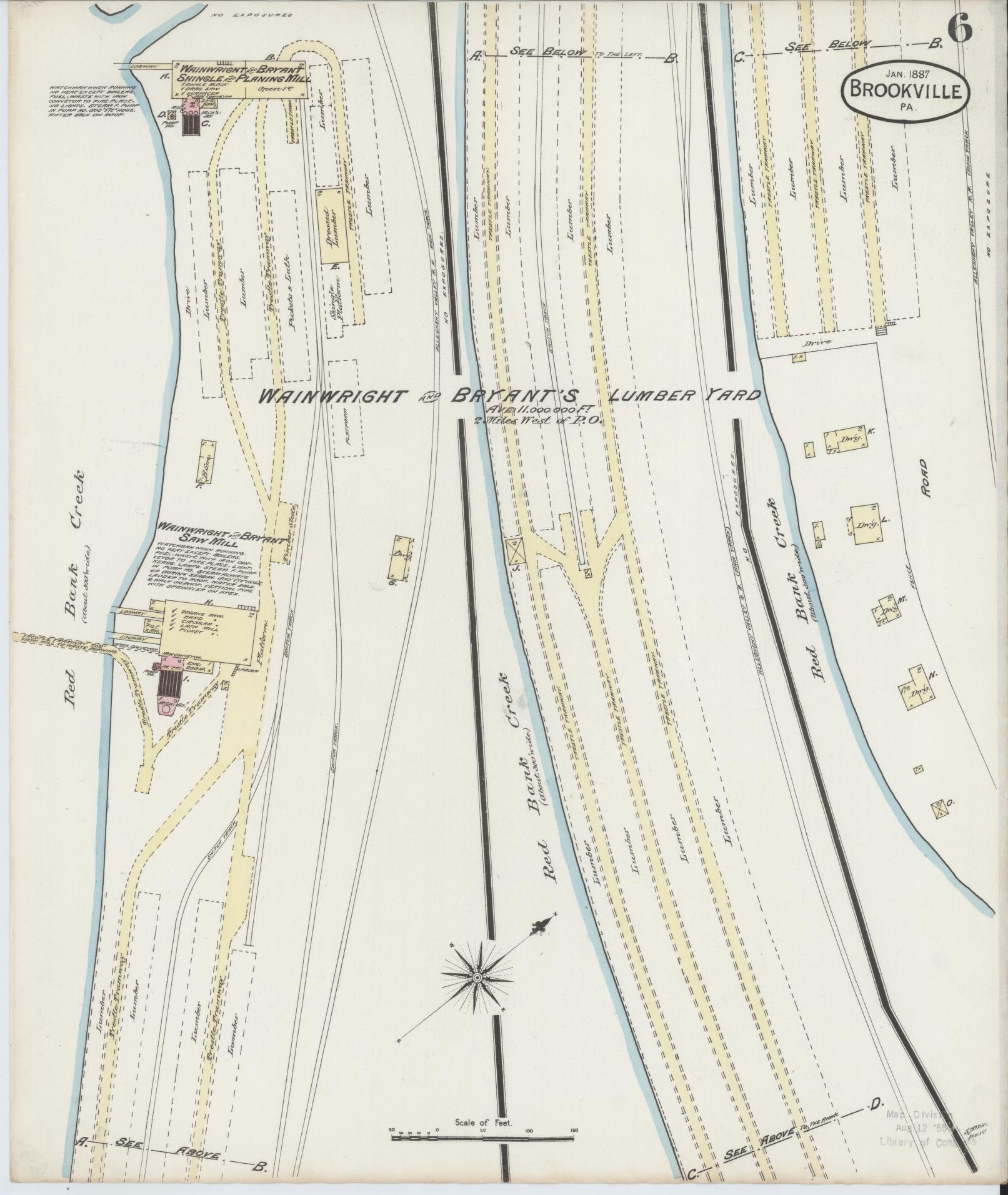 Sanborn Fire Insurance Map from Brookville, Jefferson County, Pennsylvania (1887), Sheet #0006 - Historic Sanborn Fire Insurance Map Print, vintage old map wall art, antique decor, genealogy gift, Pennsylvania Pennsylvania map