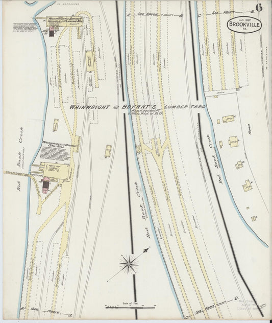 Sanborn Fire Insurance Map from Brookville, Jefferson County, Pennsylvania (1887), Sheet #0006 - Historic Sanborn Fire Insurance Map Print, vintage old map wall art, antique decor, genealogy gift, Pennsylvania Pennsylvania map
