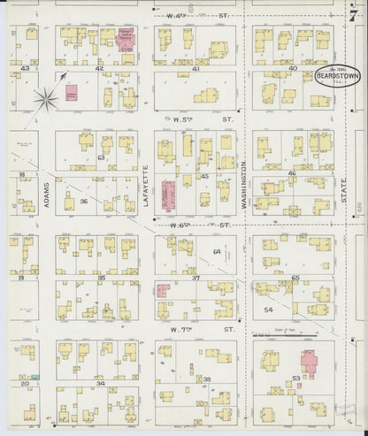 Sanborn Fire Insurance Map from Beardstown, Cass County, Illinois (1894), Sheet #0007 - Complete Map Set gallery image, historic Sanborn map, vintage wall art, Illinois Illinois