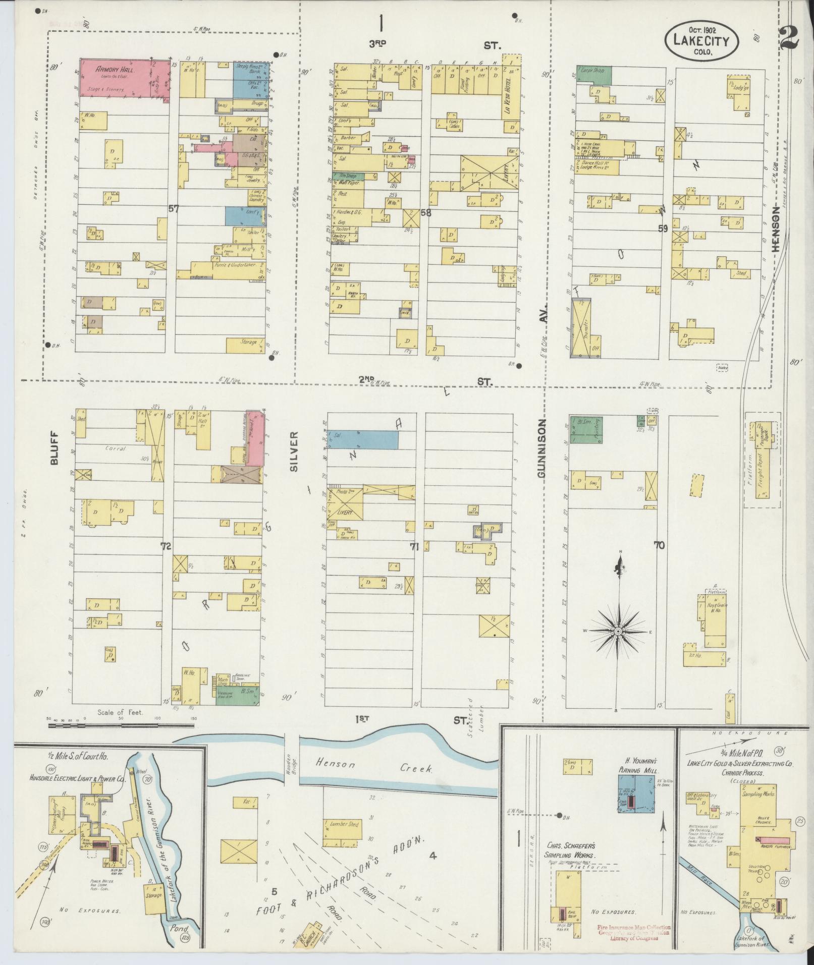 Sanborn Fire Insurance Map from Lake City, Hinsdale County, Colorado (1902), Sheet #0002 - Complete Map Set gallery image, historic Sanborn map, vintage wall art, Colorado Colorado