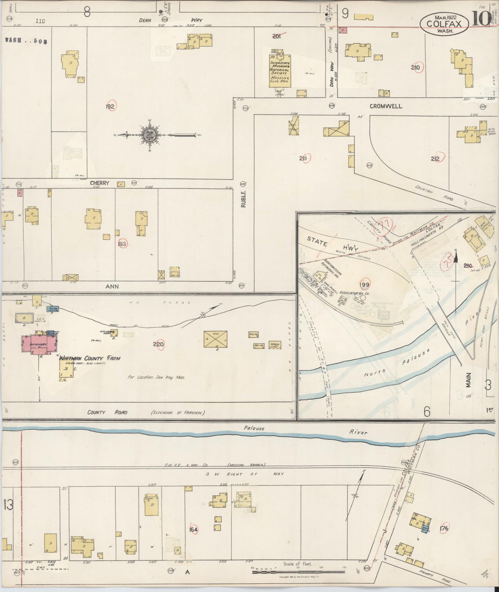 Sanborn Fire Insurance Map from Colfax, Whitman County, Washington (1939), Sheet #0010 - Historic Sanborn Fire Insurance Map Print, vintage old map wall art, antique decor, genealogy gift, Washington Washington map