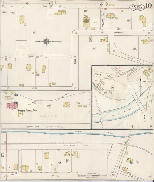 Sanborn Fire Insurance Map from Colfax, Whitman County, Washington (1939), Sheet #0010 - Historic Sanborn Fire Insurance Map Print, vintage old map wall art, antique decor, genealogy gift, Washington Washington map