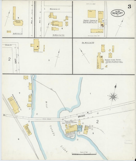 Sanborn Fire Insurance Map from Newport, Herkimer County, New York (1899), Sheet #0003 - Historic Sanborn Fire Insurance Map Print, vintage old map wall art, antique decor, genealogy gift, New York New York map