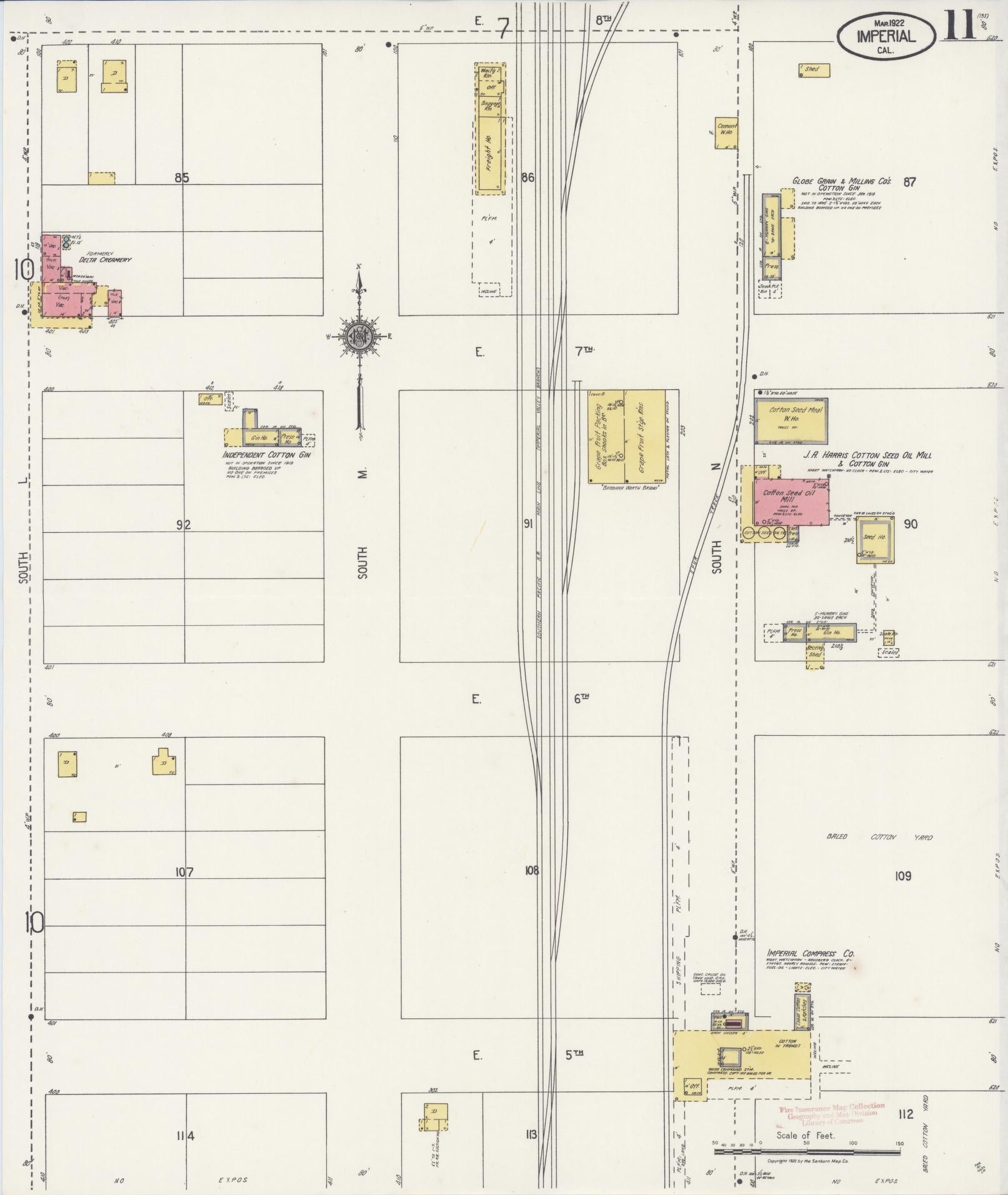 Sanborn Fire Insurance Map from Imperial, Imperial County, California (1922), Sheet #0011 - Historic Sanborn Fire Insurance Map Print, vintage old map wall art, antique decor, genealogy gift, California California map