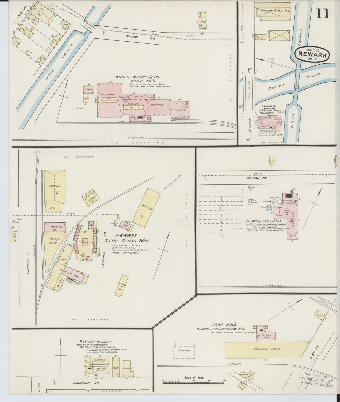 Sanborn Fire Insurance Map from Newark, Licking County, Ohio (1889), Sheet #0011 - Complete Map Set gallery image, historic Sanborn map, vintage wall art, Ohio Ohio