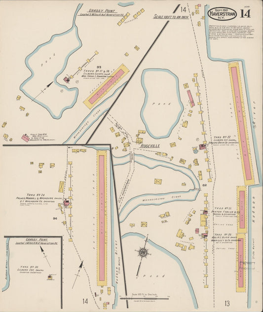 Sanborn Fire Insurance Map from Haverstraw, Rockland County, New York (1921), Sheet #0014 - Historic Sanborn Fire Insurance Map Print, vintage old map wall art, antique decor, genealogy gift, New York New York map