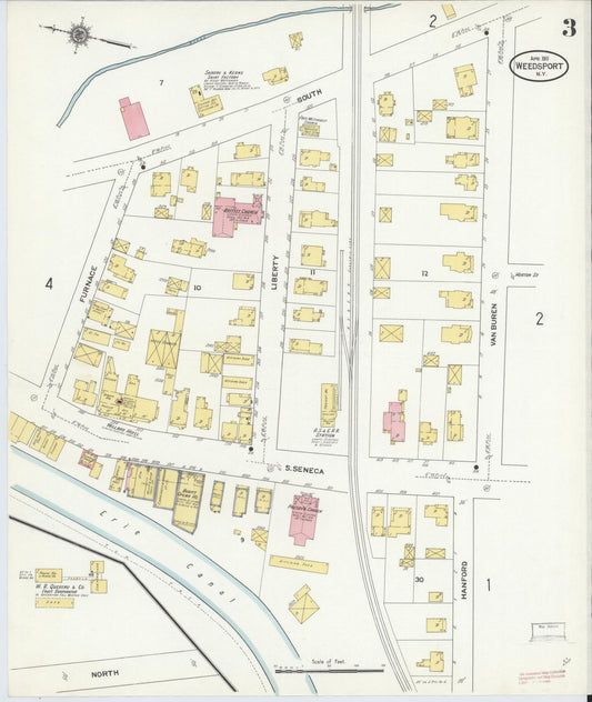 Sanborn Fire Insurance Map from Weedsport, Cayuga County, New York (1911), Sheet #0003 - Historic Sanborn Fire Insurance Map Print, vintage old map wall art, antique decor, genealogy gift, New York New York map