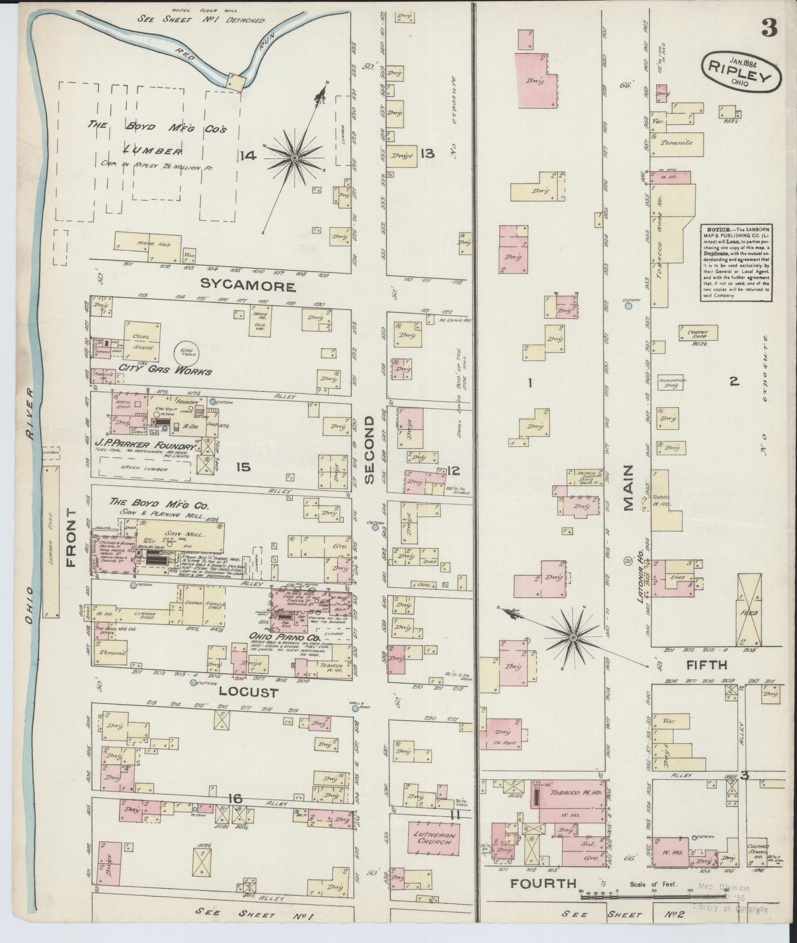 Sanborn Fire Insurance Map from Ripley, Brown County, Ohio (1884), Sheet #0003 - Historic Sanborn Fire Insurance Map Print, vintage old map wall art, antique decor, genealogy gift, Ohio Ohio map