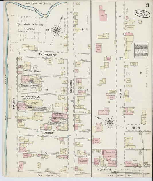 Sanborn Fire Insurance Map from Ripley, Brown County, Ohio (1884), Sheet #0003 - Historic Sanborn Fire Insurance Map Print, vintage old map wall art, antique decor, genealogy gift, Ohio Ohio map
