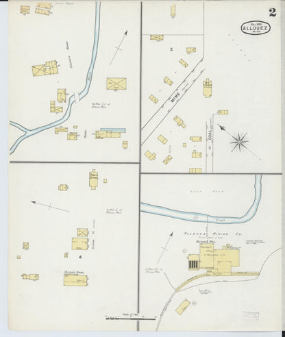 Sanborn Fire Insurance Map from Allouez, Keweenaw And Houghton Counties, Michigan (1895), Sheet #0002 - Historic Sanborn Fire Insurance Map Print, vintage old map wall art, antique decor, genealogy gift, Michigan Michigan map