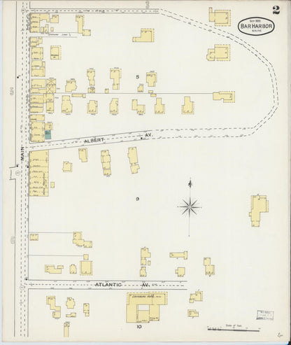 Sanborn Fire Insurance Map from Bar Harbor, Hancock County, Maine (1892), Sheet #0002 - Complete Map Set gallery image, historic Sanborn map, vintage wall art, Maine Maine