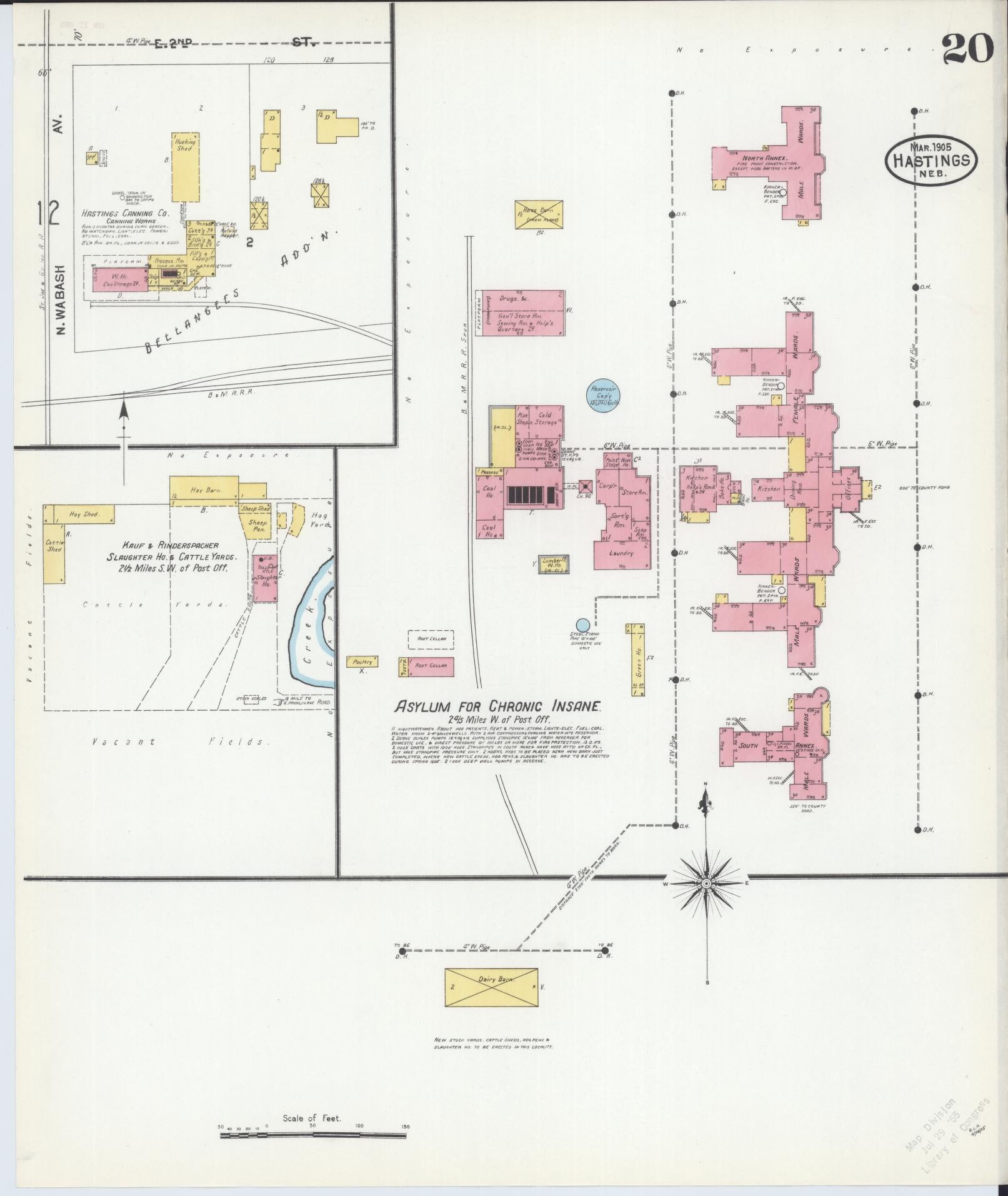 Sanborn Fire Insurance Map from Hastings, Adams County, Nebraska (1905), Sheet #0020 - Complete Map Set gallery image, historic Sanborn map, vintage wall art, Nebraska Nebraska