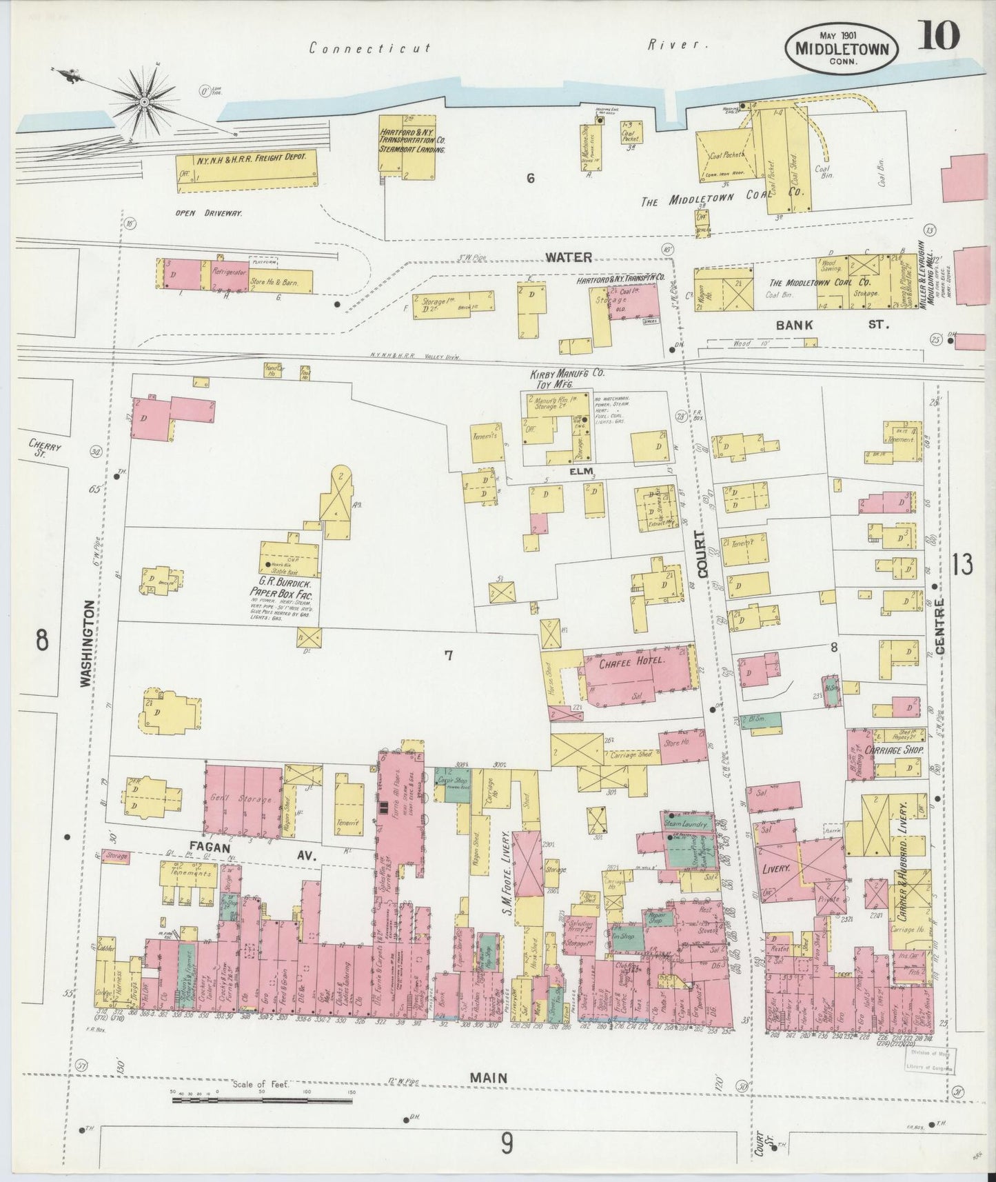 Sanborn Fire Insurance Map from Middletown, Middlesex County, Connecticut (1901), Sheet #0010 - Complete Map Set gallery image, historic Sanborn map, vintage wall art, Connecticut Connecticut