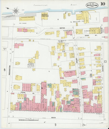 Sanborn Fire Insurance Map from Middletown, Middlesex County, Connecticut (1901), Sheet #0010 - Complete Map Set gallery image, historic Sanborn map, vintage wall art, Connecticut Connecticut