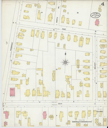 Sanborn Fire Insurance Map from Attica, Wyoming County, New York (1904), Sheet #0004 - Complete Map Set gallery image, historic Sanborn map, vintage wall art, Attica Wyoming