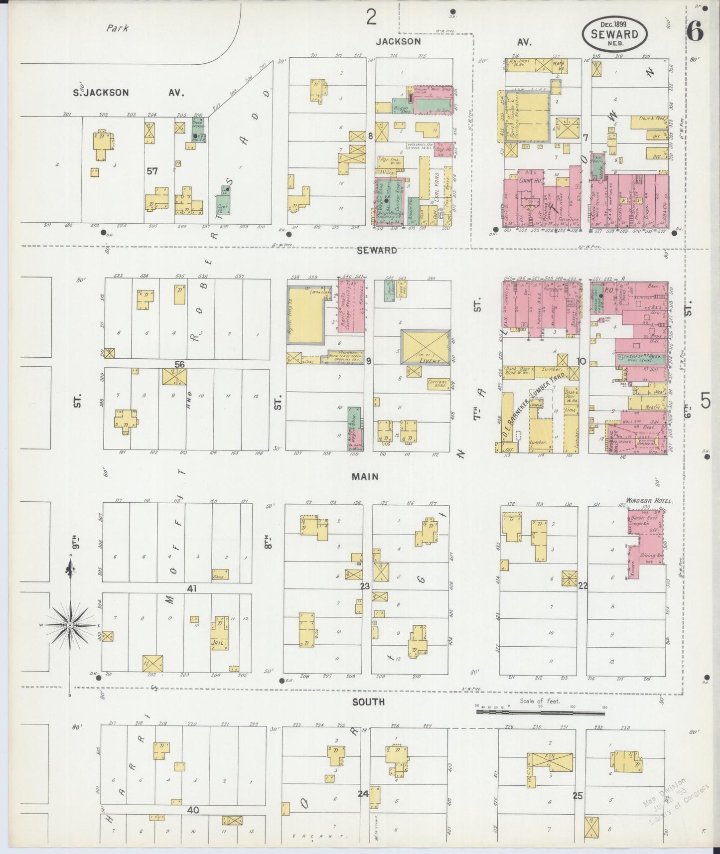 Sanborn Fire Insurance Map from Seward, Seward County, Nebraska (1899), Sheet #0006 - Complete Map Set gallery image, historic Sanborn map, vintage wall art, Nebraska Nebraska
