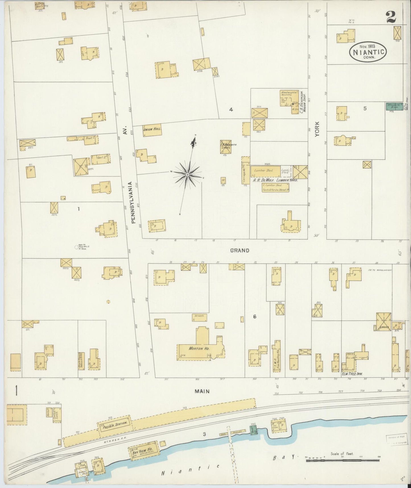 Sanborn Fire Insurance Map from Niantic, New London County, Connecticut (1903), Sheet #0002 - Complete Map Set gallery image, historic Sanborn map, vintage wall art, Connecticut Connecticut