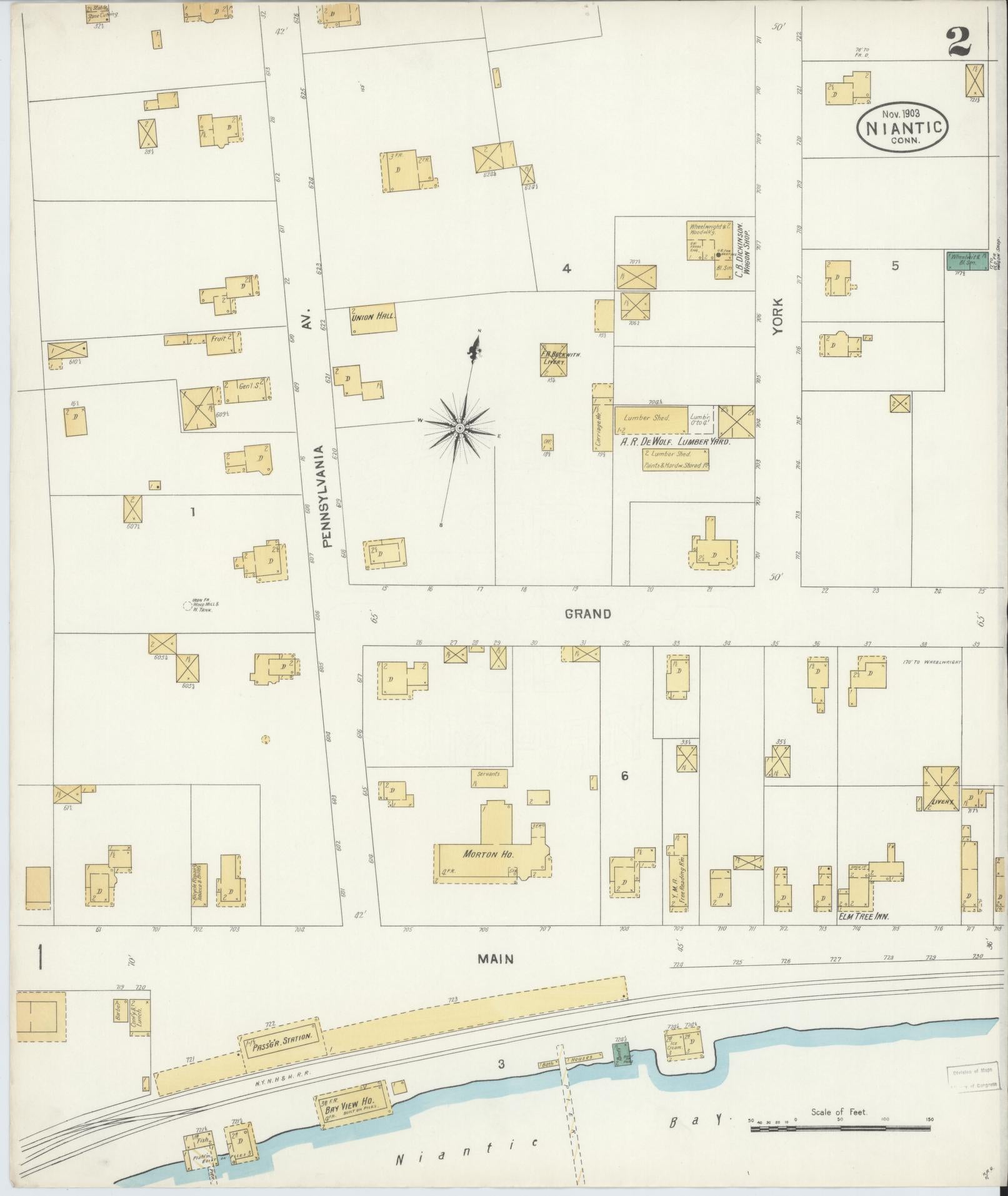 Sanborn Fire Insurance Map from Niantic, New London County, Connecticut (1903), Sheet #0002 - Complete Map Set gallery image, historic Sanborn map, vintage wall art, Connecticut Connecticut