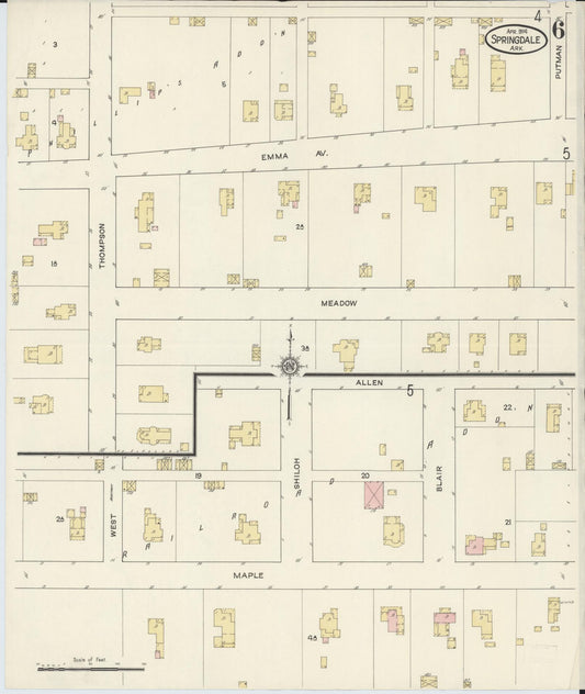 Sanborn Fire Insurance Map from Springdale, Washington County, Arkansas (1914), Sheet #0006 - Historic Sanborn Fire Insurance Map Print, vintage old map wall art, antique decor, genealogy gift, Arkansas Arkansas map