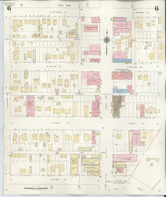 Sanborn Fire Insurance Map from Borger, Hutchinson County, Texas (1950), Sheet #0006 - Historic Sanborn Fire Insurance Map Print, vintage old map wall art, antique decor, genealogy gift, Texas Texas map