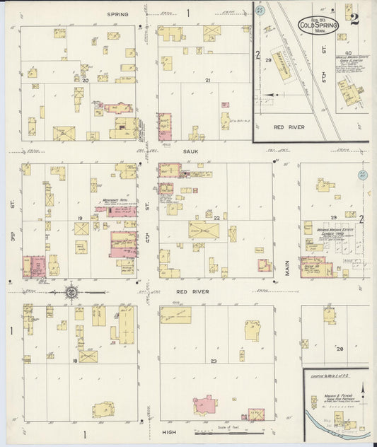 Sanborn Fire Insurance Map from Cold Spring, Stearns County, Minnesota (1913), Sheet #0002 - Historic Sanborn Fire Insurance Map Print, vintage old map wall art, antique decor, genealogy gift, Minnesota Minnesota map