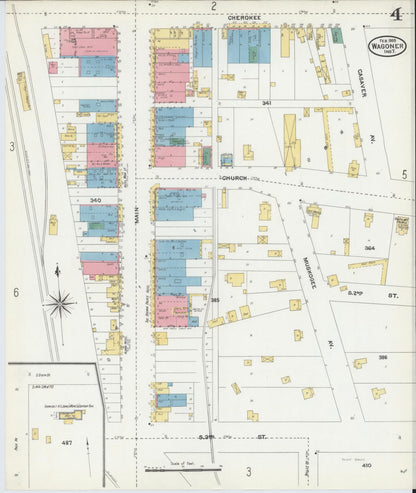 Sanborn Fire Insurance Map from Wagoner, Wagoner County, Oklahoma (1905), Sheet #0004 - Complete Map Set gallery image, historic Sanborn map, vintage wall art, Oklahoma Oklahoma