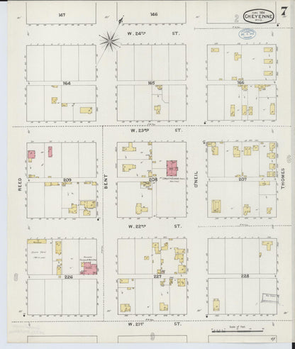 Sanborn Fire Insurance Map from Cheyenne, Laramie County, Wyoming (1894), Sheet #0007 - Complete Map Set gallery image, historic Sanborn map, vintage wall art, Wyoming Wyoming