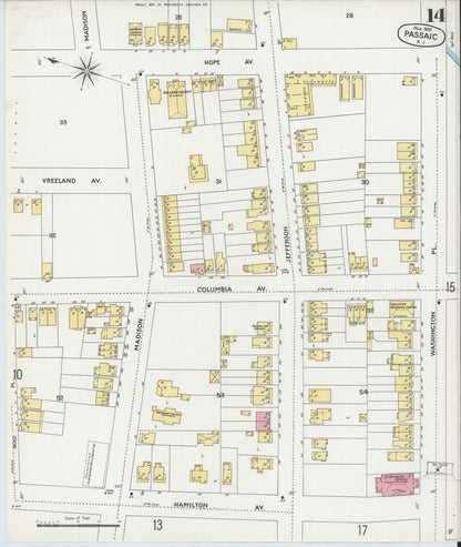 Sanborn Fire Insurance Map from Passaic, Passaic County, New Jersey (1899), Sheet #0014 - Complete Map Set gallery image, historic Sanborn map, vintage wall art, New Jersey New Jersey