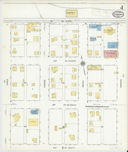 Sanborn Fire Insurance Map from Quanah, Hardeman County, Texas (1915), Sheet #0004 - Historic Sanborn Fire Insurance Map Print, vintage old map wall art, antique decor, genealogy gift, Texas Texas map