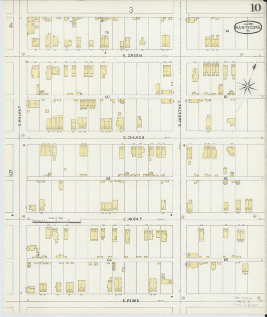 Sanborn Fire Insurance Map from Nanticoke, Luzerne County, Pennsylvania (1896), Sheet #0010 - Historic Sanborn Fire Insurance Map Print, vintage old map wall art, antique decor, genealogy gift, Pennsylvania Pennsylvania map