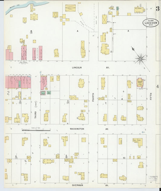 Sanborn Fire Insurance Map from Lakeview, Montcalm County, Michigan (1899), Sheet #0003 - Historic Sanborn Fire Insurance Map Print, vintage old map wall art, antique decor, genealogy gift, Michigan Michigan map