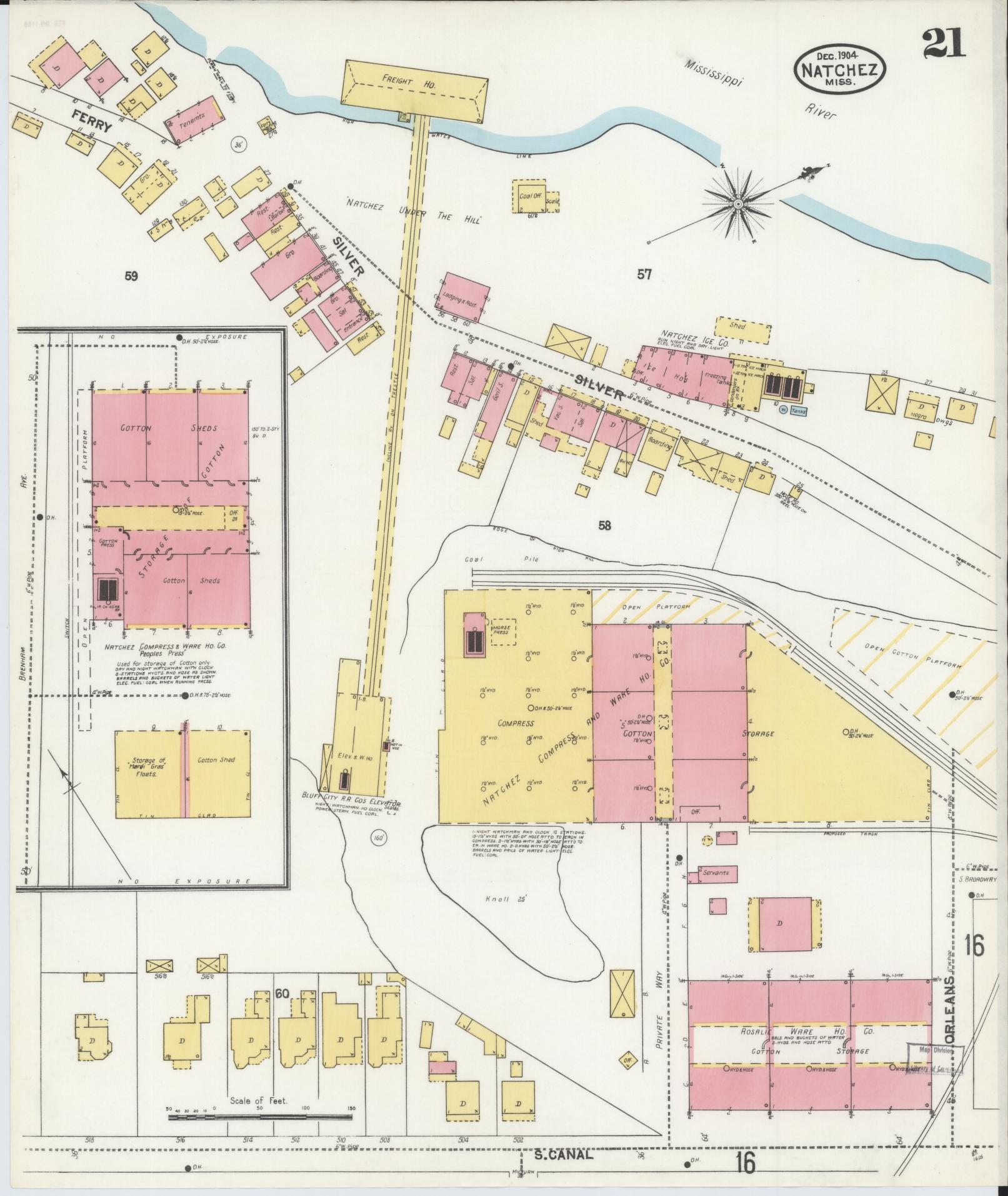 Sanborn Fire Insurance Map from Natchez, Adams County, Mississippi (1904), Sheet #0021 - Complete Map Set gallery image, historic Sanborn map, vintage wall art, Mississippi Mississippi