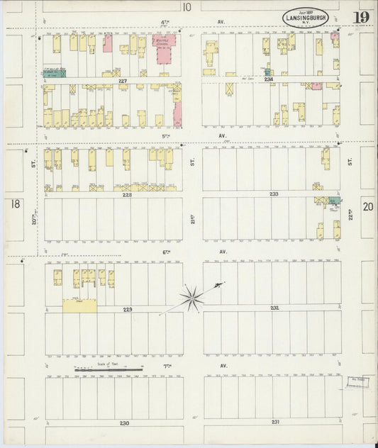 Sanborn Fire Insurance Map from Lansingburg, Rensselaer County, New York (1897), Sheet #0019 - Historic Sanborn Fire Insurance Map Print, vintage old map wall art, antique decor, genealogy gift, New York New York map