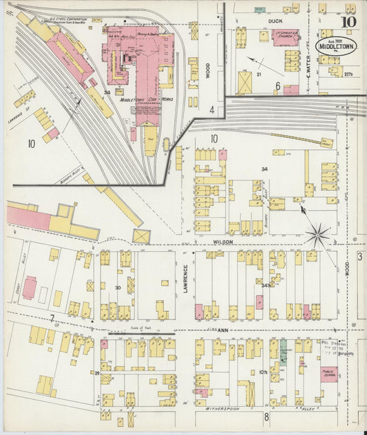 Sanborn Fire Insurance Map from Middletown, Dauphin County, Pennsylvania (1902), Sheet #0010 - Historic Sanborn Fire Insurance Map Print, vintage old map wall art, antique decor, genealogy gift, Pennsylvania Pennsylvania map
