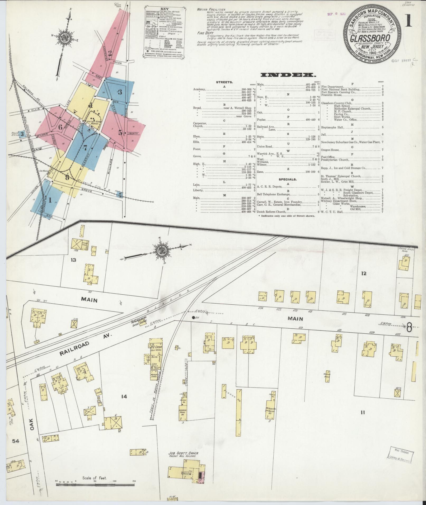 Sanborn Fire Insurance Map from Glassboro, Gloucester County, New Jersey. (1910) – Historic Sanborn Fire Insurance Map Print