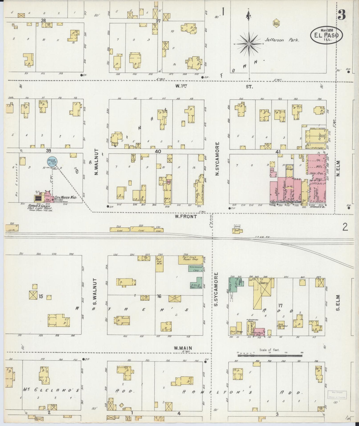 Sanborn Fire Insurance Map from El Paso, Woodford County, Illinois (1898), Sheet #0003 - Complete Map Set gallery image, historic Sanborn map, vintage wall art, Illinois Illinois