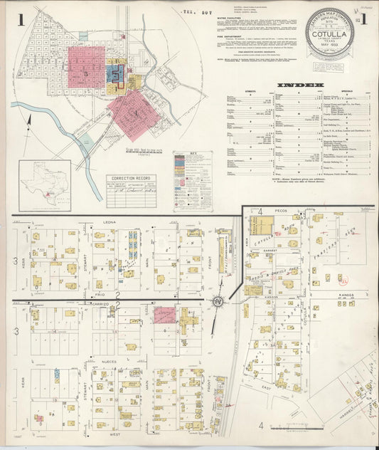 Sanborn Fire Insurance Map from Cotulla, La Salle County, Texas (1948), Sheet #0001 - Historic Sanborn Fire Insurance Map Print, vintage old map wall art, antique decor, genealogy gift, Texas Texas map
