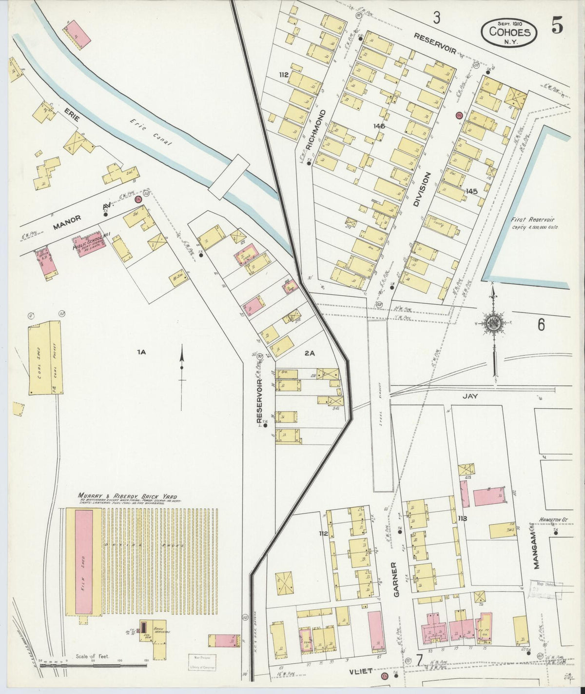 Sanborn Fire Insurance Map from Cohoes, Albany County, New York (1910), Sheet #0005 - Complete Map Set gallery image, historic Sanborn map, vintage wall art, New York New York
