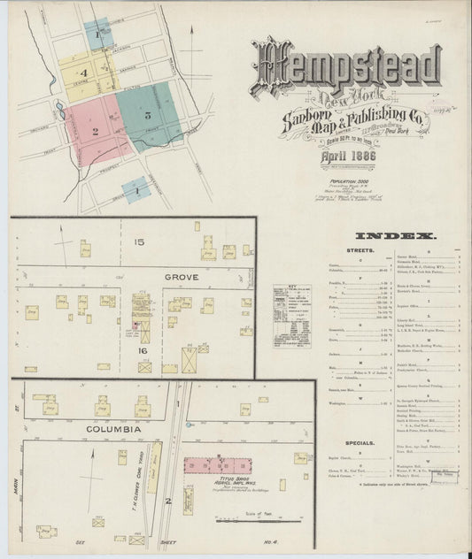 Sanborn Fire Insurance Map from Hempstead, Nassau County, New York. (1886) – Historic Sanborn Fire Insurance Map Print
