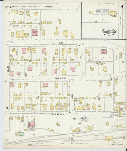 Sanborn Fire Insurance Map from Millersburg, Holmes County, Ohio (1898), Sheet #0004 - Complete Map Set gallery image, historic Sanborn map, vintage wall art, Ohio Ohio