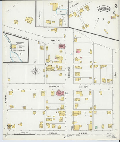 Sanborn Fire Insurance Map from Green Springs, Sandusky And Seneca Counties, Ohio (1899), Sheet #0003 - Historic Sanborn Fire Insurance Map Print, vintage old map wall art, antique decor, genealogy gift, Ohio Ohio map