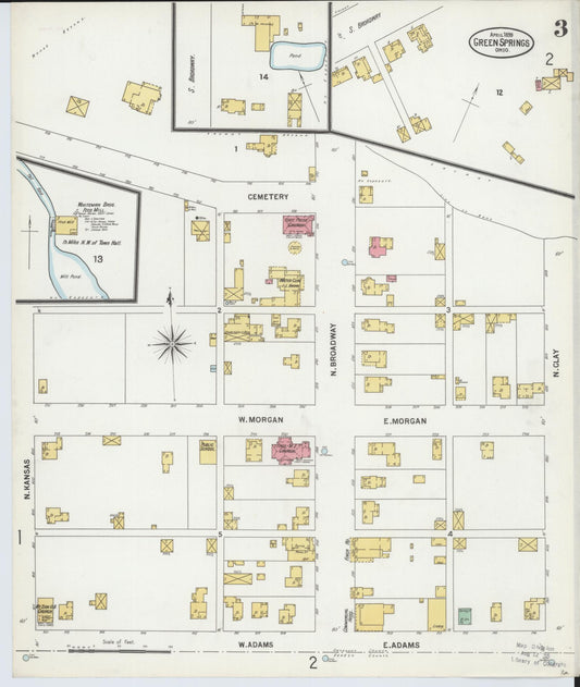 Sanborn Fire Insurance Map from Green Springs, Sandusky And Seneca Counties, Ohio (1899), Sheet #0003 - Historic Sanborn Fire Insurance Map Print, vintage old map wall art, antique decor, genealogy gift, Ohio Ohio map