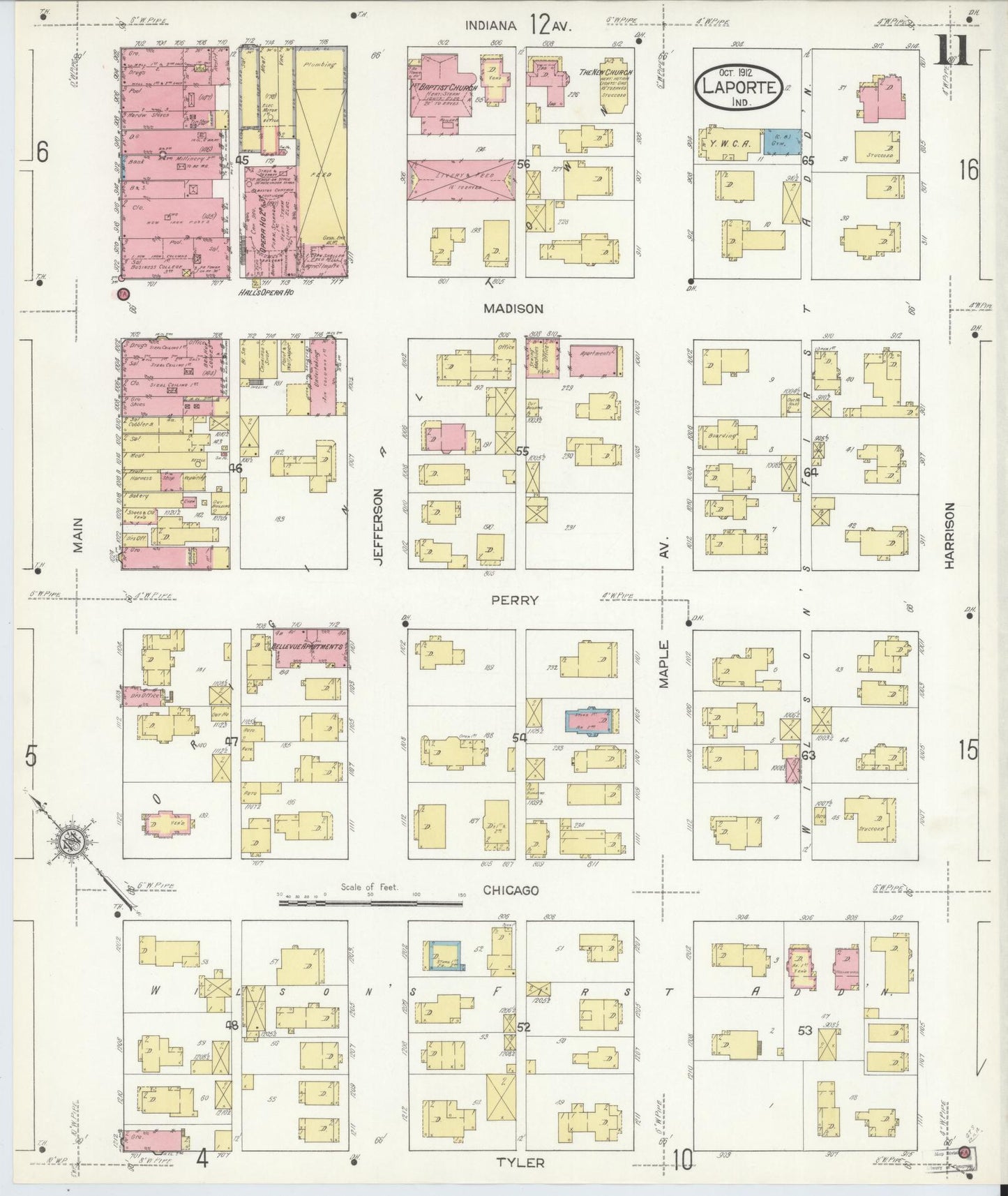 Sanborn Fire Insurance Map from La Porte, La Porte County, Indiana (1912), Sheet #0011 - Complete Map Set gallery image, historic Sanborn map, vintage wall art, Indiana Indiana