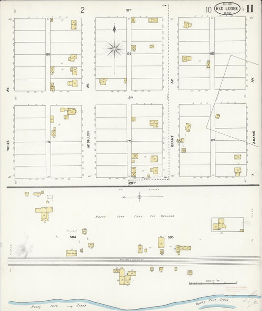 Sanborn Fire Insurance Map from Red Lodge, Carbon County, Montana (1901), Sheet #0011 - Historic Sanborn Fire Insurance Map Print, vintage old map wall art, antique decor, genealogy gift, Montana Montana map