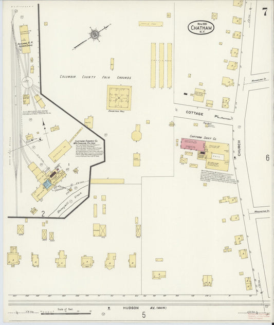 Sanborn Fire Insurance Map from Chatham, Columbia County, New York (1910), Sheet #0007 - Historic Sanborn Fire Insurance Map Print, vintage old map wall art, antique decor, genealogy gift, New York New York map