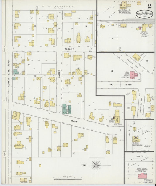 Sanborn Fire Insurance Map from Wolcottville, Noble And LaGrange Counties, Indiana (1895), Sheet #0002 - Historic Sanborn Fire Insurance Map Print, vintage old map wall art, antique decor, genealogy gift, Indiana Indiana map