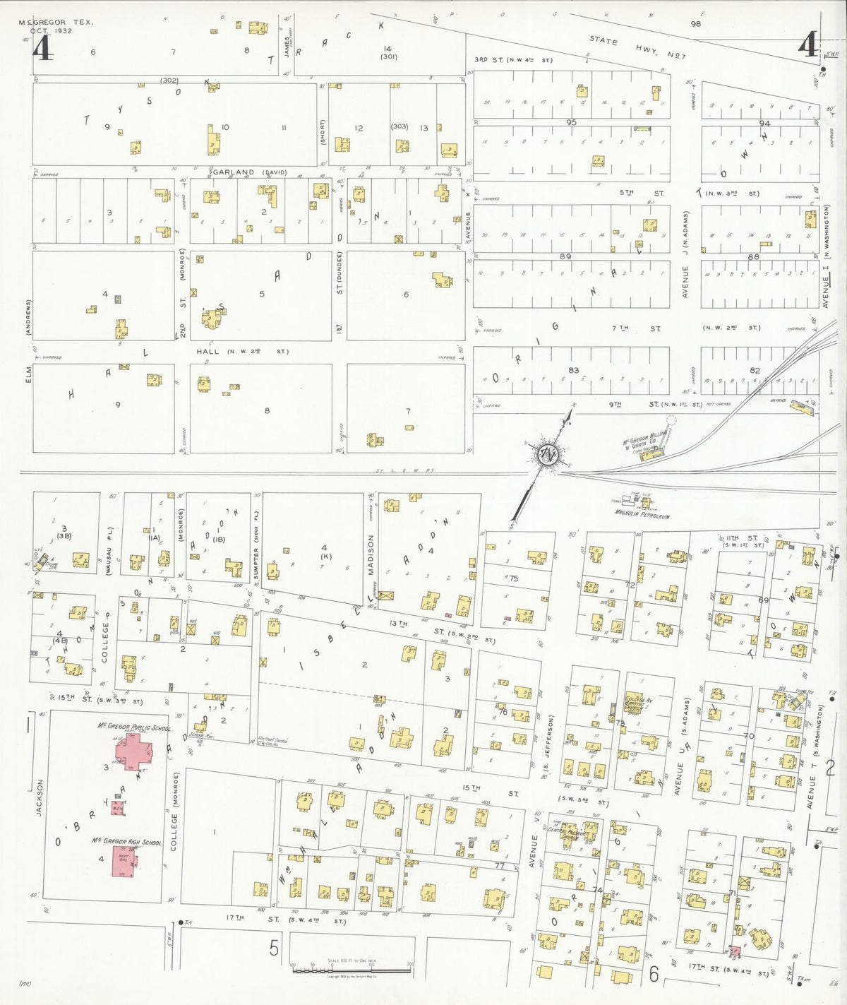 Sanborn Fire Insurance Map from McGregor, McLennan County, Texas (1932), Sheet #0004 - Complete Map Set gallery image, historic Sanborn map, vintage wall art, Texas Texas